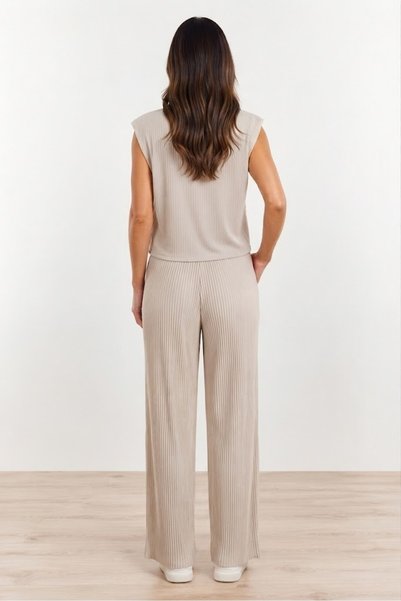 MODA NAZAN Flexible Lycra Comfortable Cut Stylish Blouse and Trousers Combination 2-Piece Set