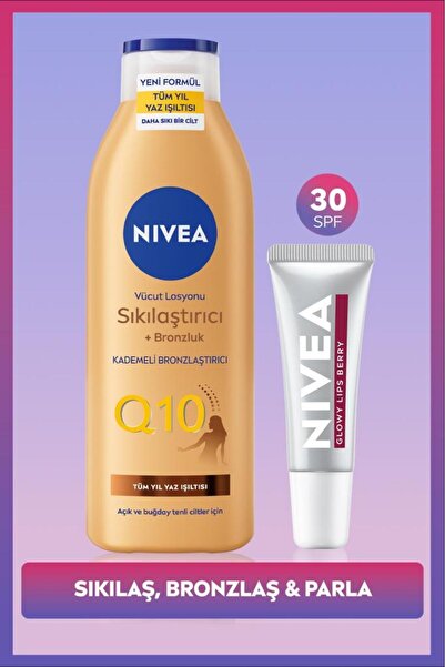 NIVEA Q10 Sıkılaştırıcı Bronzluk Vücut Losyonu 250ml ve Berry Renkli Nemlendi...