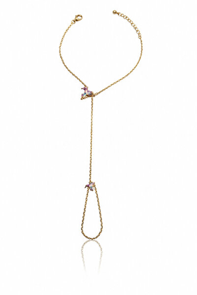 Zirkon Detaylı Gold Şahmeran – 925 Ayar Gümüş