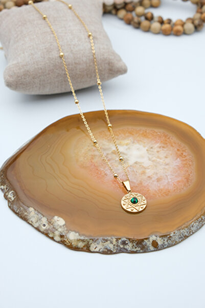 Serenite Collection قلادة من الفولاذ باللون الذهبي على شكل نجمة خماسية