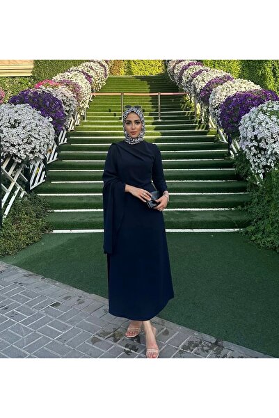 HESA şal detaylı volan kol elbise