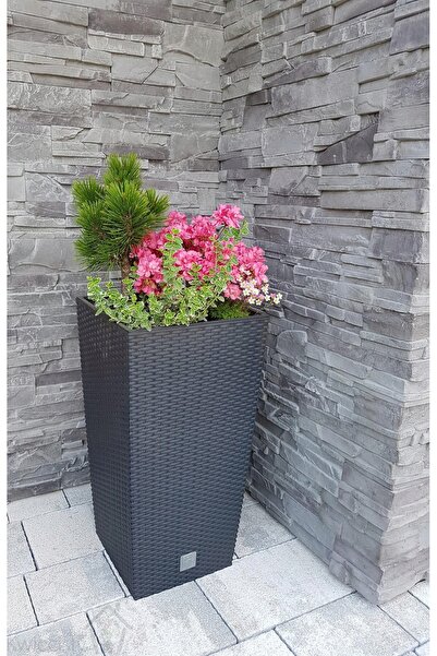Deco4Home SET 4x JARDINIERE DE BALCON DIN RATAN, ANTRACIT, CU INSERT
