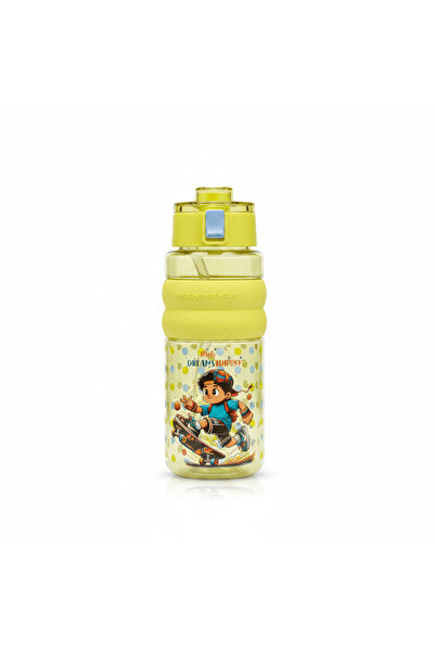 SBC Yellow Kids Plastic Water Bottle with Straw & Flip Lid – 750 ml