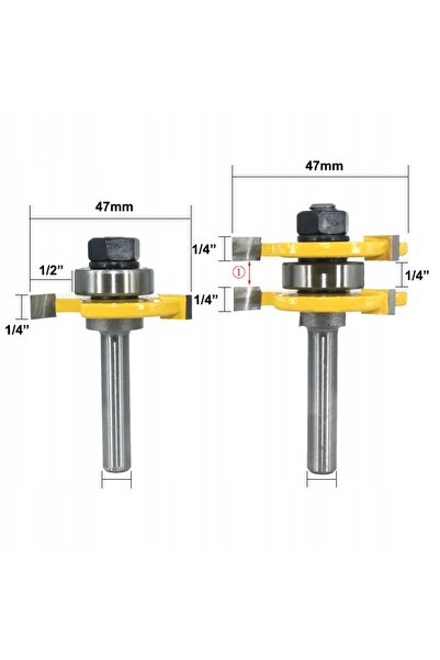NO BRAND Freză de îmbinare pentru lemn, tip feather joint, 47mm, coadă de 6mm