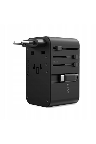 NO BRAND Adaptor de călătorie 70W EU / US / AUS / UK cu cablu USB-C încorporat