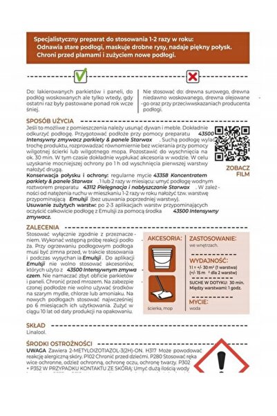 STARWAX EMULSIE DE PROTECȚIE PENTRU PANELE PARKETTY 1L 43360