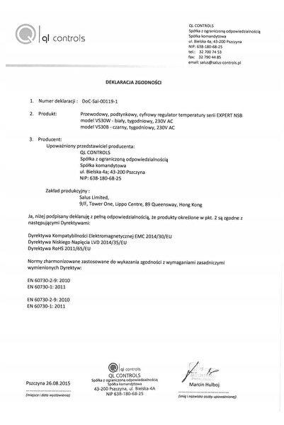 NO BRAND SALUS VS30B REGULATOR DE TEMPERATURĂ CU CABLU, SĂPTĂMÂNAL, ÎNCASTRAT...