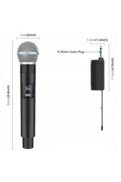 NO BRAND 2 Microfoane Wireless Dinamice de Studio, Receptor UHF 30m, 3.5mm 6....