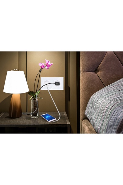 NO BRAND Priză electrică CONTACT WHITE cu două pini, ramă de sticlă, 230V