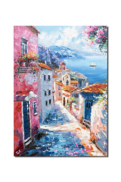 artnova Ръчно рисувана градска картина Амалфи, Италия, Ъгълът на рая, 70x50см...