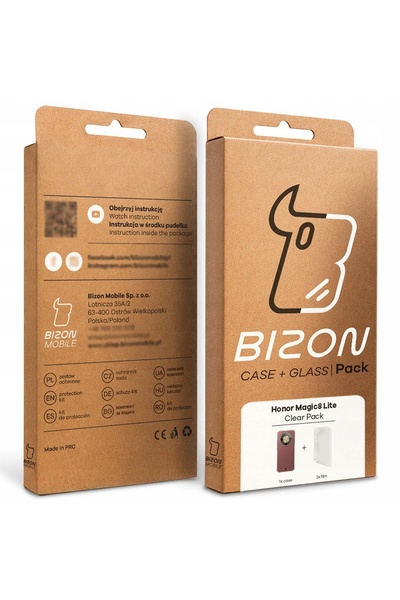 NO BRAND Husă incoloră + 2x folie de protecție Bison pentru Honor Magic8 Lite...