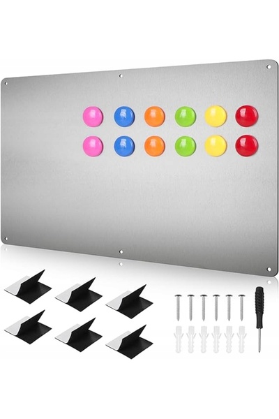 NO BRAND TABLĂ MAGNETICĂ ARGINTIE DE PERETE + 12 MAGNETI PENTRU BIROU ȘI BUCĂ...