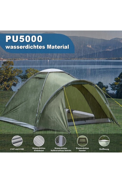 NO BRAND Cort de camping pentru 2-4 persoane. cu compartiment frontal imperme...