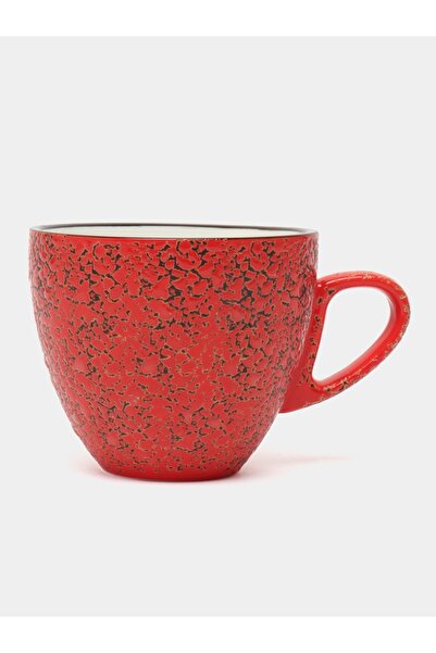 NO BRAND Ceașcă pentru ceai/cafea din porțelan roșu 300ml și farfurioară 15cm...
