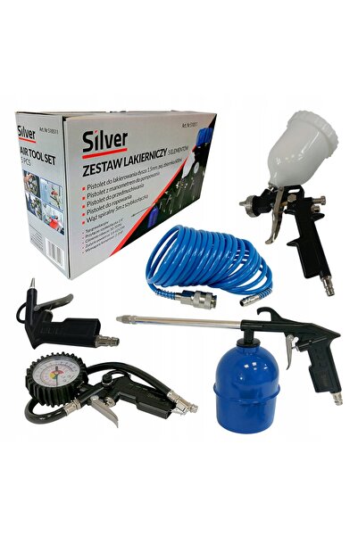 SilverTools KIT DE SCULE PNEUMATICE PENTRU VOPSIT 5 piese Manometru pentru fu...