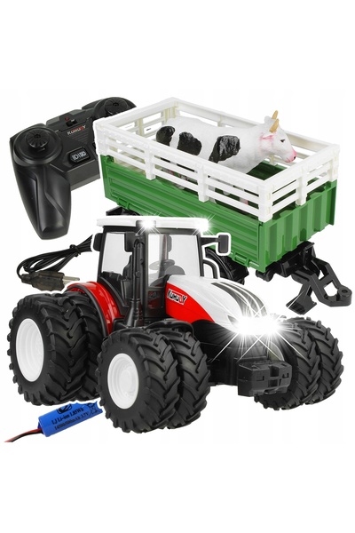 NO BRAND TRACTOR CU TELECOMANDĂ CU REMorcĂ ȘI VACĂ, TRACTOR RC OPERAT DE LA D...