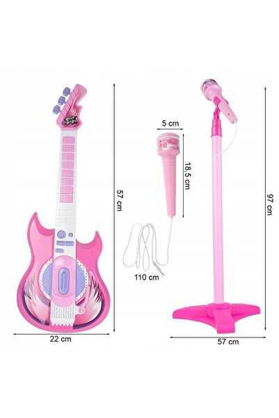 NO BRAND Chitară electrică rock pentru copii + Microfon karaoke pe suport 2 în 1