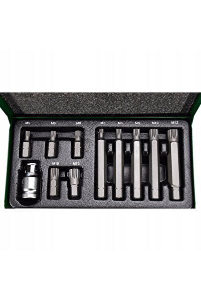 NO BRAND Set de biți spline 11 bucăți M5-M12 pentru șurubelnițe 10mm TOPTUL G...