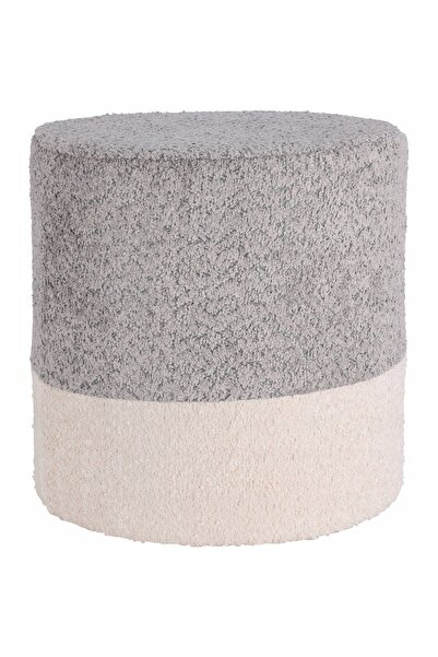 Home Styling Collection Taburet rotund tapițat PUFA, tip boucle, gri, pentru ...
