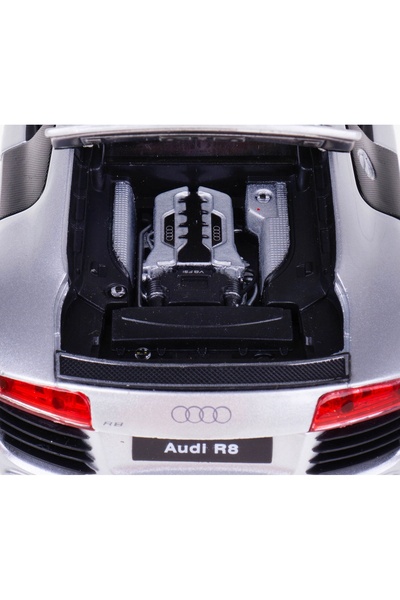 WELLY Mașină model metalică Audi R8, scară 1:24, culoare argintie, cu uși și ...
