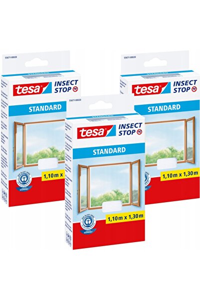 Tesa 3 x Plase de țânțari pentru fereastră, adezive, cu Velcro, 1.1x1.3m