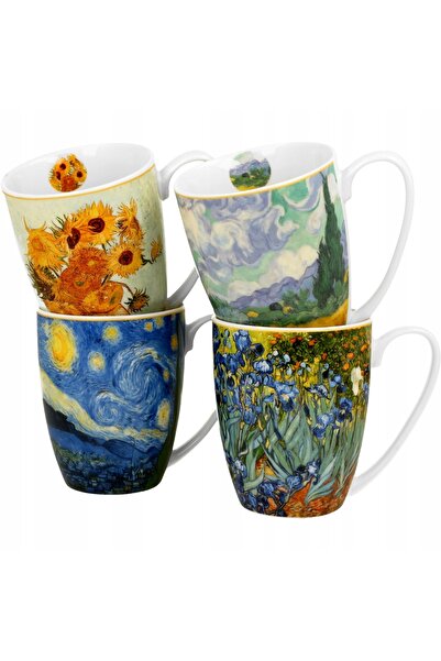 Duo Set de 4 căni de 360 ml pentru cafea și ceai, din porțelan Van Gogh
