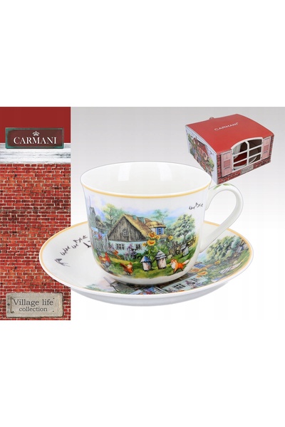 NO BRAND Set ceașcă și farfurioară cu design rustic (tip gard) pentru cafea, ...