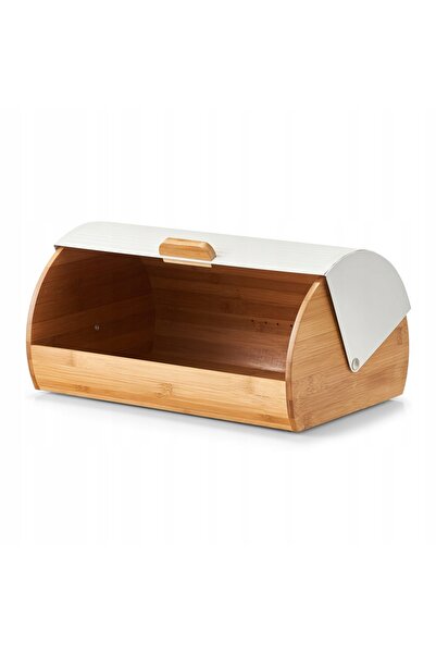 zeller BAMBOO CHLEBAK CU CAPAC METALIC ALB 39X19X27 CM