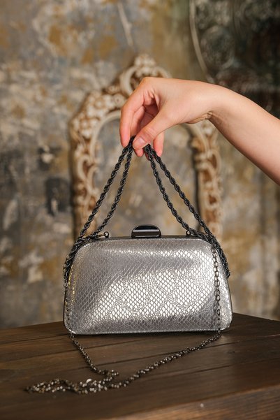 ROZA CANTA Platinum Honeycomb Snake Chain Strap Shoulder Evening Dress Wedding Evening Bag