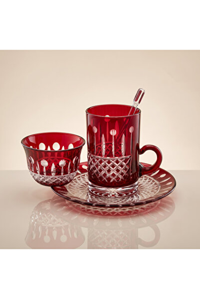 AKDEN STORE Kesme Kristal Dekor 18 Parça Çay Bardağı Takımı / Arap Çay Takımı