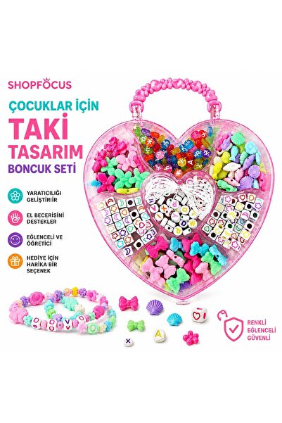 Shopfocus KIZ ÇOCUKLARI İÇİN KALP KUTULU TAKI TASARIM BONCUK SETİ 7 BÖLME BON...