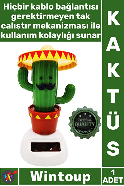 Wintoup #Kaktüs Araba Torpido Süsü Dekoratif Hareketli Figür Sevimli Güneş En...