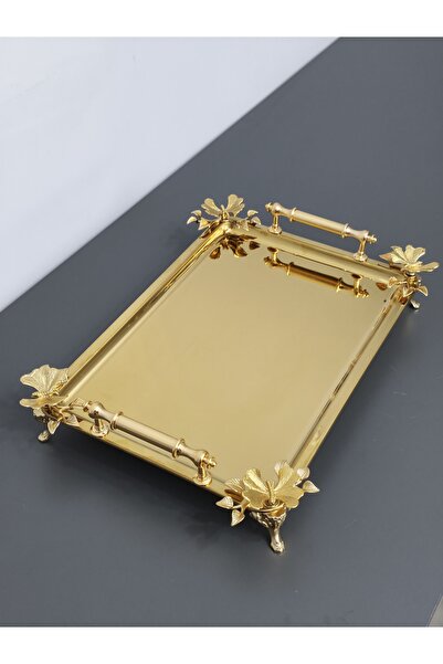 PARILTI HOME COLLECTİON Figured, Metal-Handled, Stainless Steel Rectangular T...