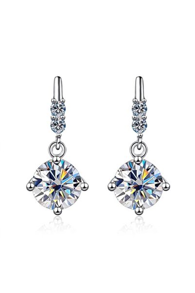 Choice12 0.5CT X 2 white 1Carat 2CT Round Moissanite Earrings For Women 925 S...