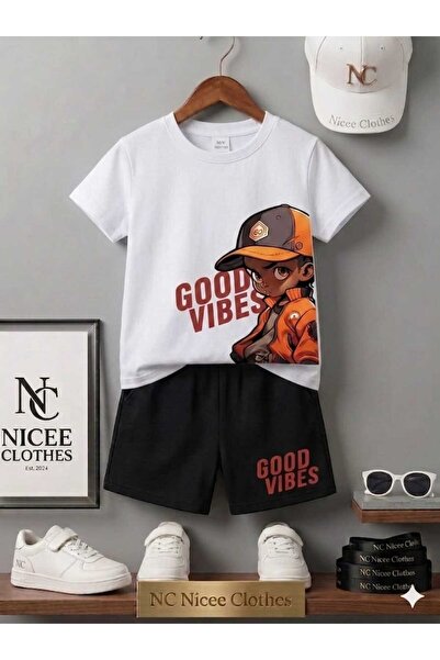 Leto Lykia Summer Children's T-Shirt Shorts Unisex (Good Vibes Printed)