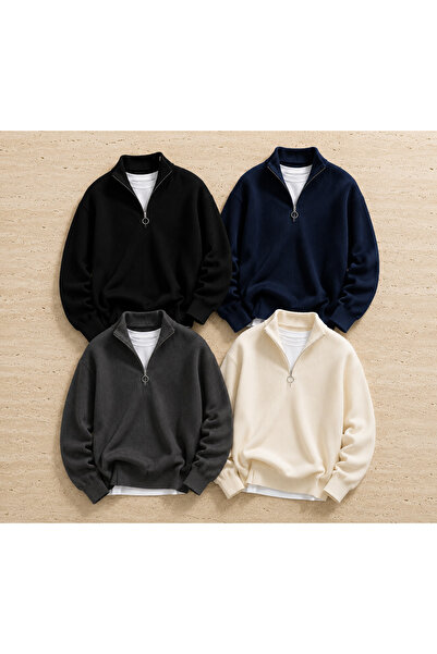 oneoff 4-Piece Advantageous Men's Casual Half-Zip Winter Knitwear Thessalonik...