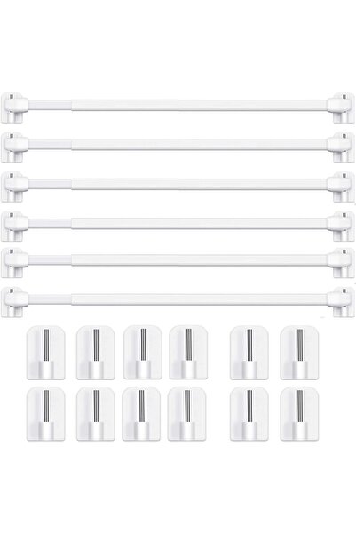 Generic Brand Set 6 bare tension perdea extensibile 40-70 cm + 12 carlige ade...