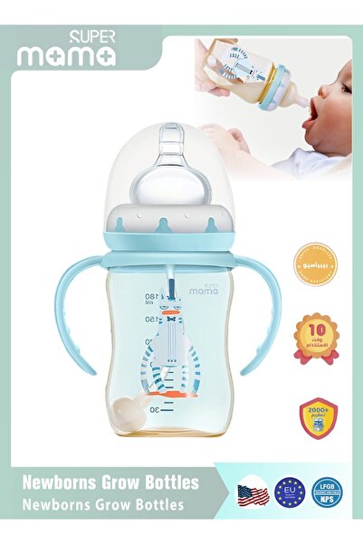 SUPERMAMA PPSU Baby Feeding Bottle With Silicone Anti Colic Nipples And Handl...