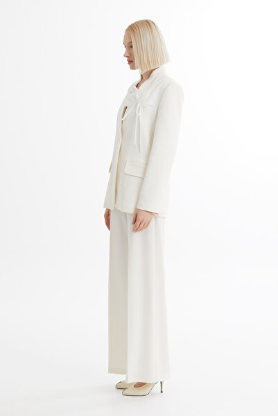 GİZİA Çiçek Detaylı Ekru Blazer Takım