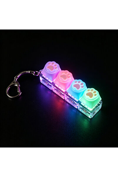 Choice11 Cat Colorful-1PC LED Keyboard Keychain Clickable Button Fidget Stres...