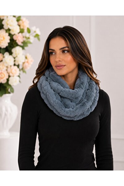 OEM Fular Lenna din blanita ,model circular,gri inchis