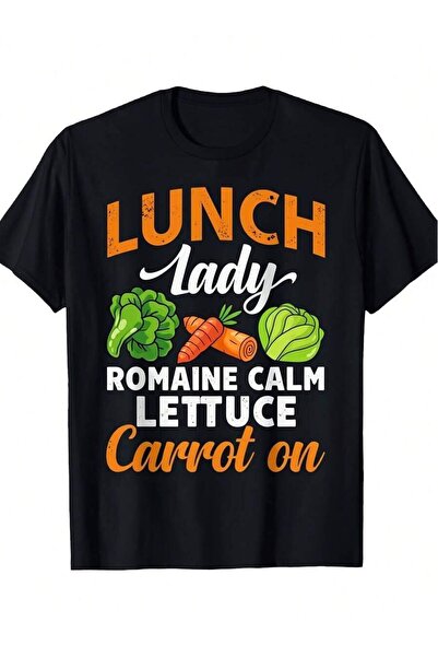 4CR Women's Vintage Lunch Auntie-Shirt - Printed With Lettuce, Carrot, And Le...