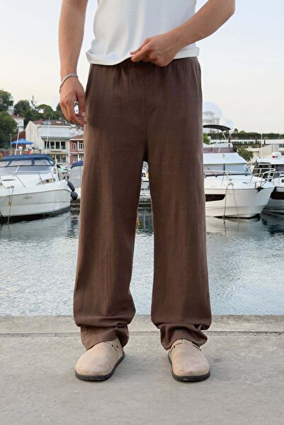 Flaw Wear بنطلون كتان بخصر مطاطي