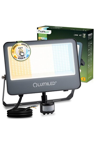 Lumiled Proiector LED TRINOX 100W 11000lm CCT IP65 Gri cu senzor de mișcare ș...