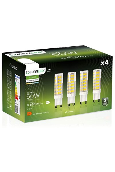 Lumiled 4x Bec LED G9 tip capsulă 7W = 60W 670lm 4000K Neutră 360 °