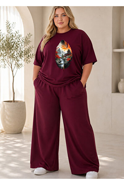 Pink Sky Women's Plus Size Premium Oversize Cotton 2-Piece Tracksuit Set Casu...