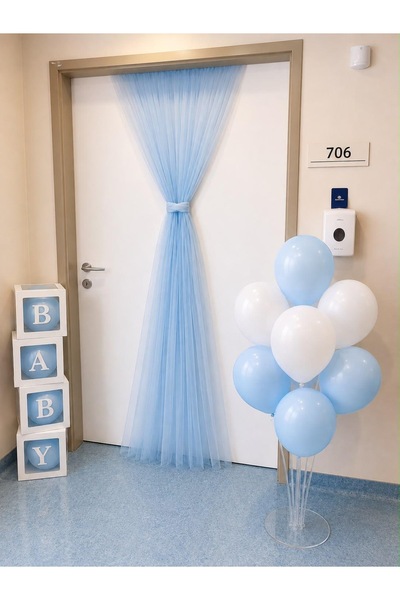 Genel Markalar Hastane Odası Konsepti Balon Baby Kutusu 5m Kristal Tül ve Bal...