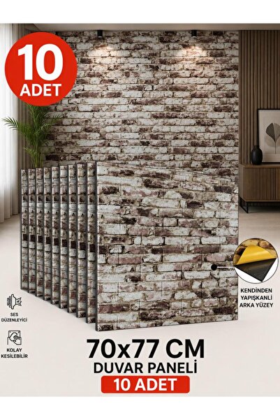 Renkli Duvarlar 10 ADET 70x77cm 3D Tuğla Kendinden Yapışkanlı Esnek Ofis Salo...
