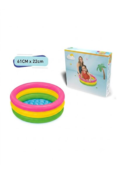 Bionic ntex Sunset Glow Inflatable Baby Pool 61cm x 22cm - 3 Ring Kids Paddli...