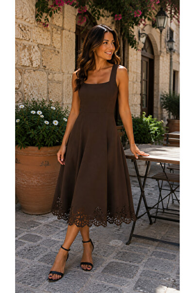 Kokosh moda Eleganță atemporală - Rochie midi evazată pentru femei, cu guler ...